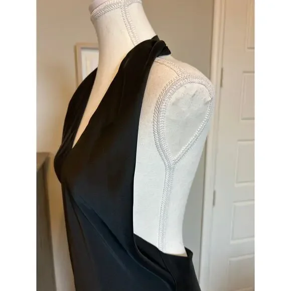 Show Me Your Mumu | Black Midi V Neck Satin Backless Halter Slip Dress | Large - Picture 9 of 16